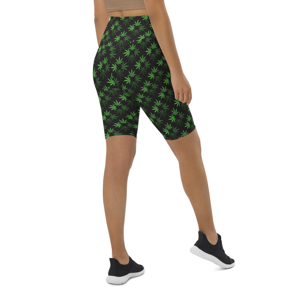Black Cannabis Biker Shorts