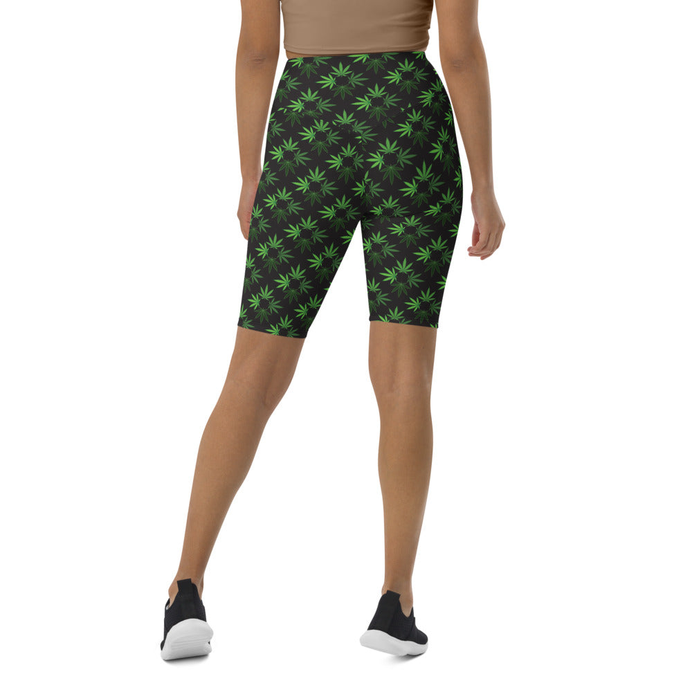 Black Cannabis Biker Shorts