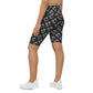 Black/White Cannabis Print Biker Shorts