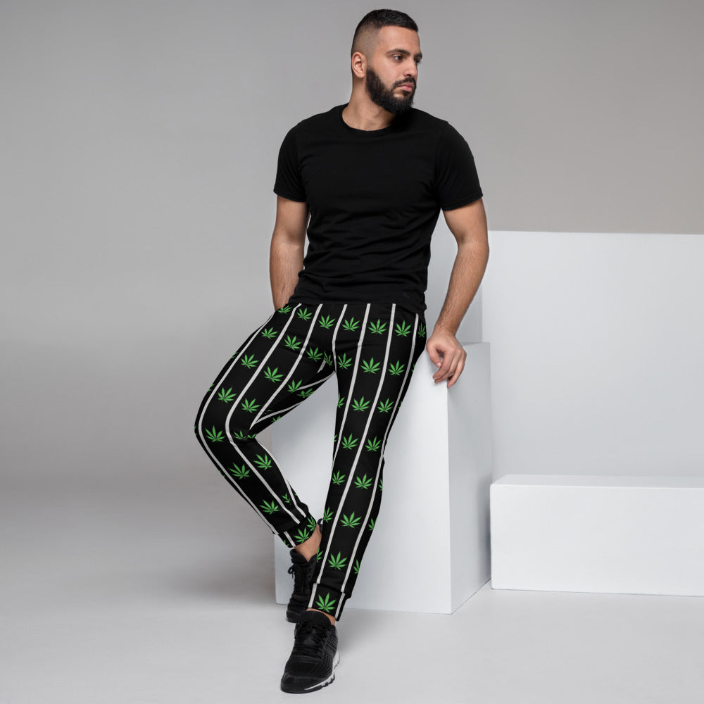 Black Cannabis Print Joggers