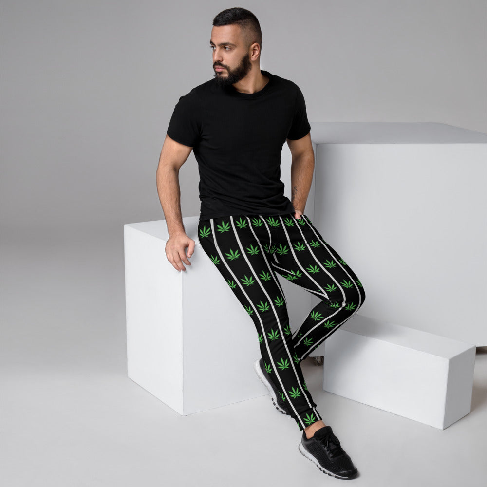 Black Cannabis Print Joggers