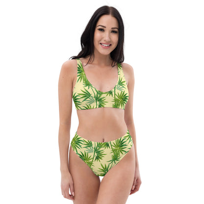 High-waisted bikini Cannabis Print