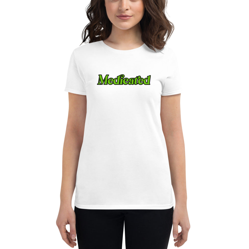 Women's White Medicated T-Shirt